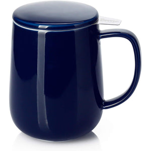 Sweese 20oz Porcelain Teacup with Infuser and Lid, Large Tea Mug for Loose Tea - Microwave and Dishwasher Safe, Insulated, Modern Design for Tea Lovers
