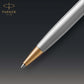 PARKER Sonnet Ballpoint Pen, Stainless Steel with Gold Trim, Medium Point Black Ink (1931507)