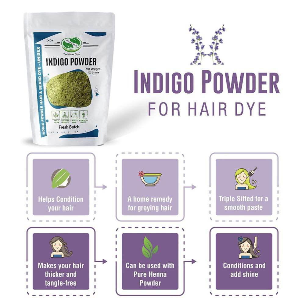 200 Grams INDIGO POWDER For Hair Dye/Color - The Henna Guys - My Store