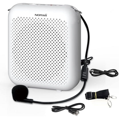 Norwii Bluetooth Voice Amplifier, Power Amplifiers, Portable Mini Wired Microphone Headset for Teacher Classroom & Outdoor Lectures, Teaching, Tour Guides, USB-C Rechargeable - 2000mAh, Black