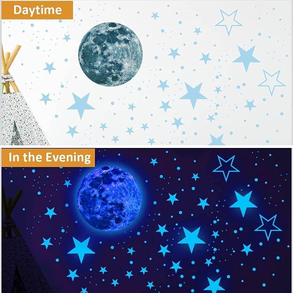 1120 Pcs Glow in The Dark Stars for Ceiling, Glowing Space and Moon Decals Universe Stickers for Kids Excellent Gifts for Boys Girls Nursery Bedroom Living Room Birthday Gift Room Decor - My Store