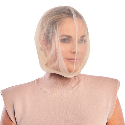 Betty Dain Makeup Protector Hood, Protects Hair and Make Up While Getting Dressed, Nylon Chiffon, Light and Airy, Triple Protection, Zipper closure, Machine Washable, Beige
