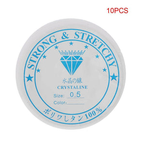 10 Rolls Elastic String, 0.5mm/18m Strong Crystal Stretchy Elastic Line Transparent Beading String Thread for Jewelry Making Beading Bracelet Wire (0.5mm/18m) - My Store