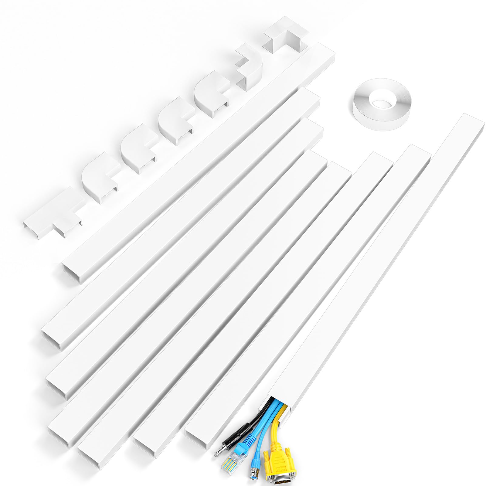 Buy now Yecaye Cord Hider, 113in One-Cord Cable Concealer, Cord Covers for Wires on Wall, Easy Install Cable Management Kit for 2 Small Wires, Cables Raceway Home Office, W0.59in H0.4in, White Large White at indiglob india