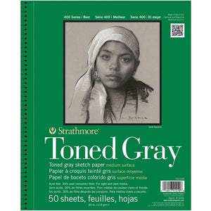 Strathmore 400 Series Sketch Pad, Toned Gray, 5.5x8.5 inch, 50 Sheets - Artist Sketchbook for Drawing, Illustration, Art Class Students