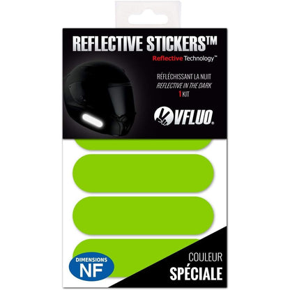 VFLUO - Kit 4 Retro Reflective Stripes Stickers for Mortorcyle Helmet - Stickers Approved to FR Dimension - High Visibility, 3M™ Technology - Discreet and design - Maximum Grip