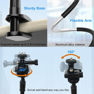 30 Inch Webcam Stand Camera Mount, Upgraded Thick Base Flexible Gooseneck Camera Stand Desk Webcam Mount Clamp for Logitech Webcams C930e C930 C920 C922x C922 Brio 4K C925e C615, Gopro Hero 8 7 6 5 4 - My Store