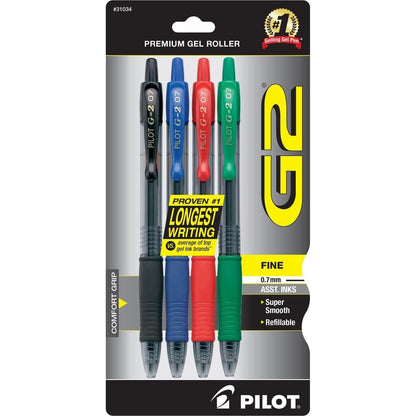 Pilot G2 Premium Gel Roller Pens, Fine Point 0.7 mm, Red Pens, Pack of 4 - Ideal for School, Journaling & Office Writing