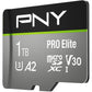 PNY P-SDUX512U3100PRO-GE 512GB PRO Elite Class 10 U3 V30 microSDXC Flash Memory Card - 100MB/s, Class 10, U3, V30, A2, 4K UHD, Full HD, UHS-I, Micro SD