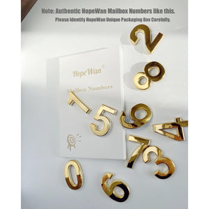 Mailbox Numbers for Outside, 2 Inch Door Address Number Stickers for Apartment Room, Gold Shiny, 1 Set of 10 Pcs.