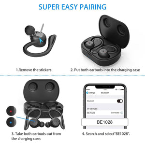 APEKX Wireless Earbuds Bluetooth 5.3: IPX7 Waterproof, Stereo Sound, Built-in Mic, Earbuds for Gym & Workouts, True Wireless Earphones (Black) - My Store
