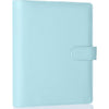 Antner A5 Binder 6 Ring Refillable Notebook Planner Cover for A5 Refill Paper, PU Leather Small Binder Budget Planner Photocard Holder Loose Leaf Personal Organizer with Magnetic Buckle, Brown - Mint Blue