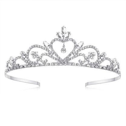 Lovelyshop Royal Crystal Princess Alloy Tiara Headpiece for Girls in Wedding Party-Silver