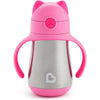 Munchkin Cool Cat Sippy Cup for Toddlers, Stainless Steel Straw Cup, 8 Ounce, Purple - Pink