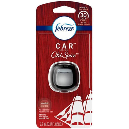 Febreze Car Odor-Eliminating Air Freshener Vent Clip, Original Old Spice Scent, 1 count