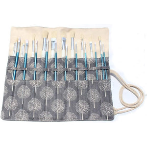 BUSOHA Roll Up Paint Brush Holder Artist Canvas Roll Pouch Bag Makeup Brushes Case Organizer Rollup Protection（15 inch,Without Brushes）