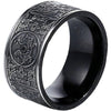 Men's Stainless Steel Chinese Ancient 4 Guardian Beasts Ring Dragon, White Tiger, Suzaku, Basalt Carved - Black