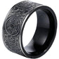 Men's Stainless Steel Chinese Ancient 4 Guardian Beasts Ring Dragon, White Tiger, Suzaku, Basalt Carved