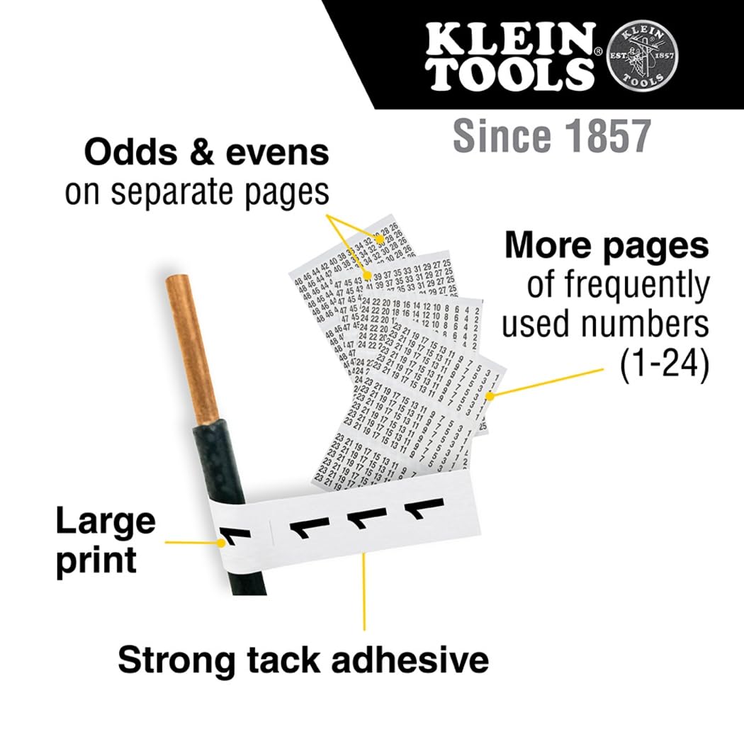 Buy now Klein Tools 56250 Wire Marker Book for Cable Management, Electric Panel Organization Wire Label Stickers, Numbered 1-48 at indiglob india