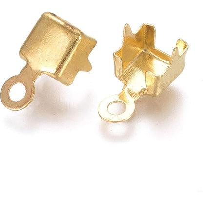 Craftdady 200pcs Cup Chain Connector End Tips with Loop 3x3mm for Iced Out Rhinestone Chain Jewelry Making