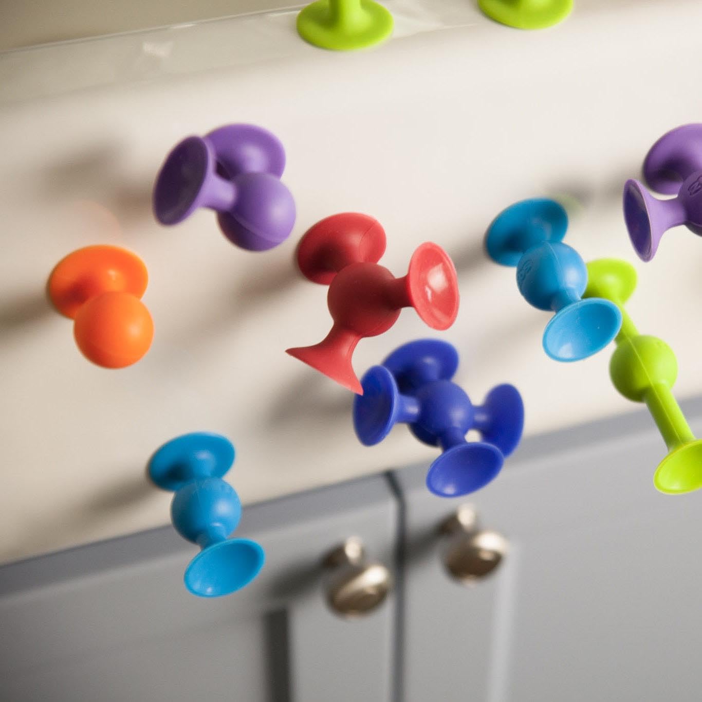 Buy now Fat Brain Toys Squigz Deluxe Set - 50-Piece Suction Construction Toys, Suction Bath Toys, Sensory Toys for Kids 3 and Up at indiglob india