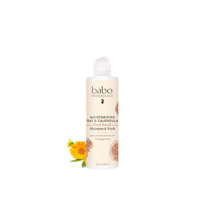 Babo Botanicals Moisturizing Oat & Calendula 2-in-1 Shampoo & Wash - for Dry or Sensitive Skin - for All Ages - Lightly Scented - Vegan