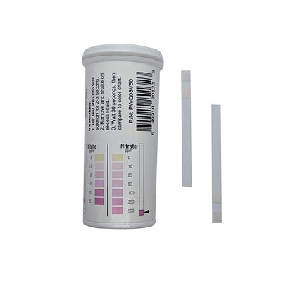 Nitrite 0-25 ppm, Nitrate 0-500 ppm Two Pad Test Strip [Vial of 50 Strips]