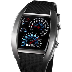 FANMIS Men's Digital Fashion Cobra LED Watches Silicone Iron Triangle Dial Sports Wrist Watch