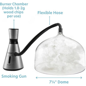 CucinaPro Handheld Smoking Gun Food Smoker with Large Dome Lid- Portable Cold Smoke Infuser for Meat Cheese Cocktails, BBQ, Nuts, Fish- Kitchen Smoke Machine Adds Flavor with Wood Chips- Gift for Him