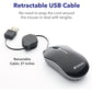 Verbatim Wired Optical Computer Mini USB-A Mouse - Plug & Play Corded Small Travel Mouse with Retractable Cable – Black 98113