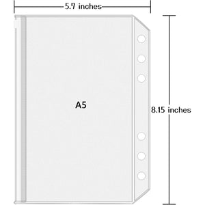 Antner 12PCS A5 Binder Pockets 6 Holes Budget Cash Envelopes for Budgeting, Clear Zipper Folders Planner Inserts Loose Leaf Bags Binder, Waterproof PVC Document Pouch Filing