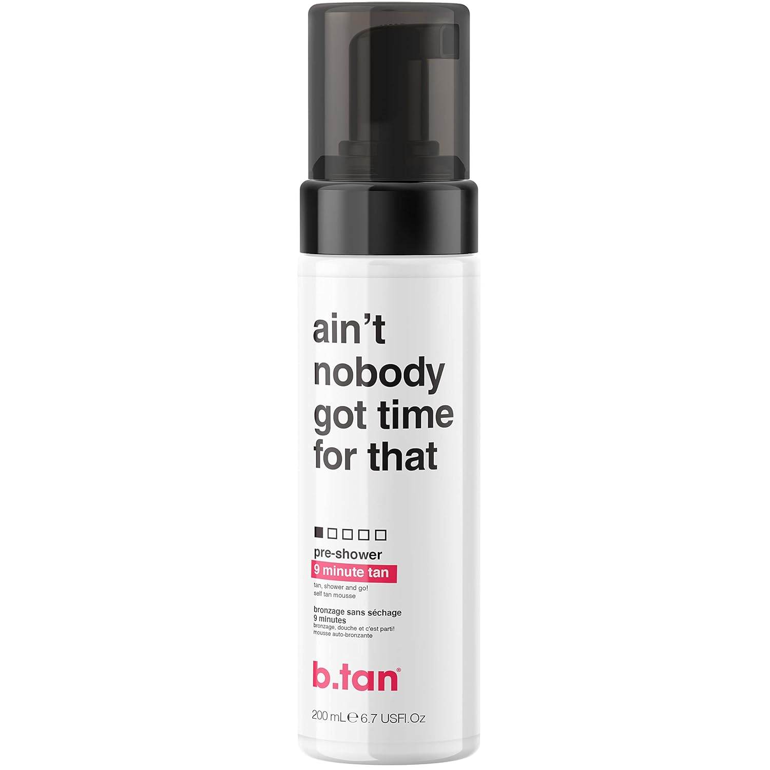 b.tan Pre-Shower Self Tanner Mousse | Ain't Nobody Got Time for That - Fast, 9 Minute Express Sunless Tanning Foam, No Fake Tan Smell, No Added Nasties, Vegan, Cruelty Free, 6.7 Fl Oz - My Store
