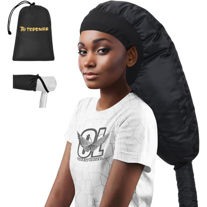 Bonnet Hair Dryer Attachment, Large - Black, Upgraded Soft Adjustable for Hand Held Hair Dryer, Fast Drying, Ideal for Natural Curly Textured Hair Care and Speeds Up Drying Time at Home