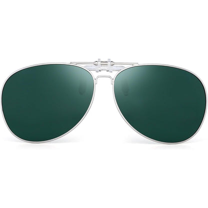 Retro Clip on Aviator Sunglasses Polarized Flip up Lenses Driving Eyeglasses Men