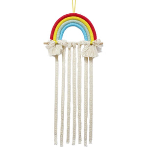 Hair Bows Holder Handmade Bohemian Girls Clips Organizer Hairpins Rainbow Hanger for Storage or Decoration (Red)