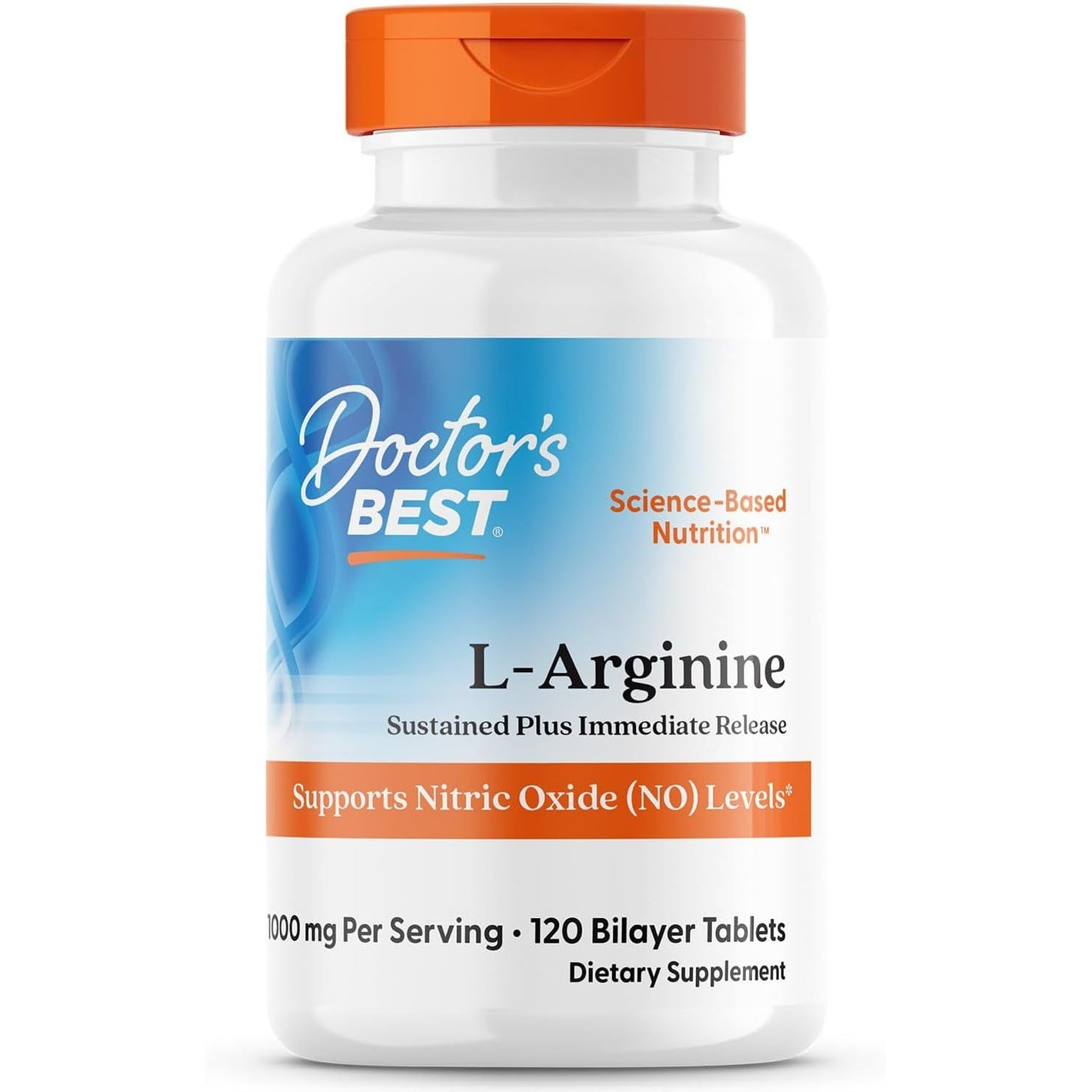 Doctor's Best Sustained Plus Immediate Release L-Arginine, Non-GMO, Vegan, Gluten & Soy Free, 500 mg, Tablet, 120 Count