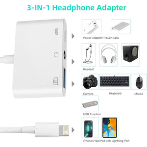 3-in-1 Lightning USB Auxiliary Adapter