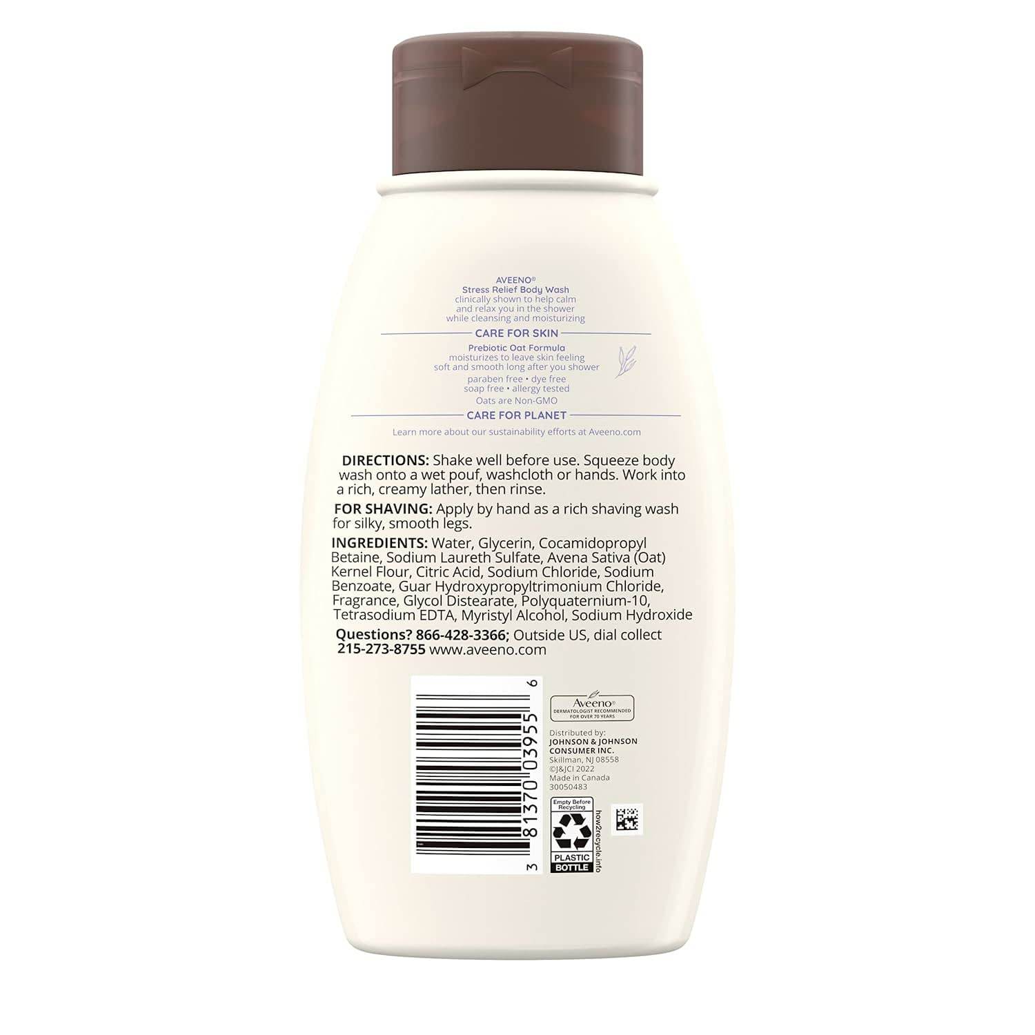 Aveeno Stress Relief Body Wash with Soothing Oat,Lavender, Chamomile & Ylang-Ylang Essential Oils, Hypoallergenic, Dye-Free & Soap-Free Calming Body Wash gentle on Sensitive Skin, 12 fl. oz(Pack of 2) - My Store