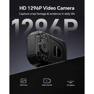 BOBLOV KJ21 Body Camera, 1296P Body Wearable Camera Support Memory Expand Max 256G, 8-10Hours Recording Police Body Cam Lightweight and Portable Easy to Operate Clear NightVision (KJ21 Only)