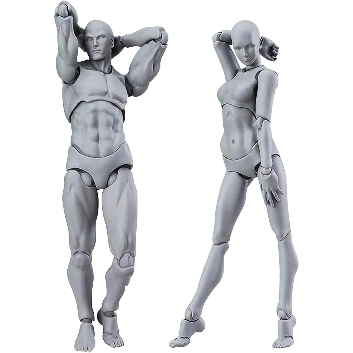 Haniforever Artists Manikin Art Mannequin Figures Supplies Drawing Tools,Small Drawing Figure Model for Sketching,Painting,Action Figures Male+Female Set(Grey)