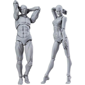Haniforever Artists Manikin Art Mannequin Figures Supplies Drawing Tools,Small Drawing Figure Model for Sketching,Painting,Action Figures Male+Female Set(Grey)