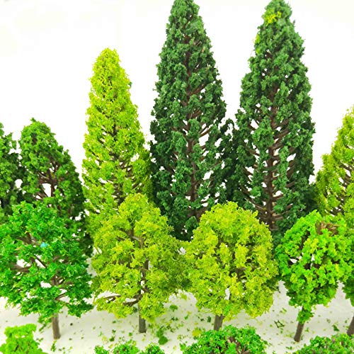 Buy now Tazimi 60 Pieces Model Trees 1.36-6 inch Mixed Model Tree Train Scenery Architecture Trees Fake Trees for DIY Crafts, Building Model, Scenery Landscape Natural Green at indiglob india