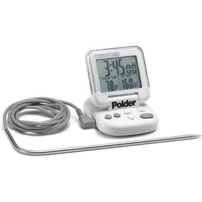 Polder Digital In-Oven Thermometer/Timer, White