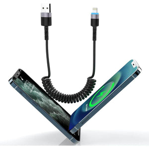 1.8M/6Ft USB iPhone Coiled Lightning Charging Cable for CarPlay,Apple Fast Charging Cord Sync USB Data Spring LED Retractable Charger Adapter Connector for iOS/iPhone 12/11/SE/Xs/Xr/8/7/6/iPad/iPod - My Store