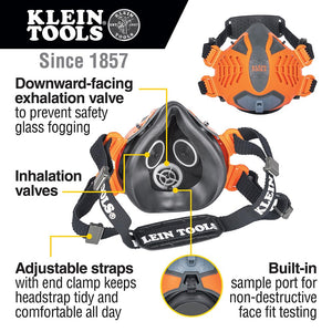 Buy now Klein Tools 60552 Reusable P100 Half-Mask Respirator with Replaceable Filters for Dust, Metal Fumes, and Oil Mist, M/L at indiglob india