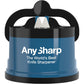 AnySharp – GLOBAL – Hands Free Knife Sharpener - Easy to Use Sharpening Tool with PowerGrip Suction Base and 20-Degree Pre-set Angle - For All Knives: Chef’s, Serrated, and Hardened Steel - Blue