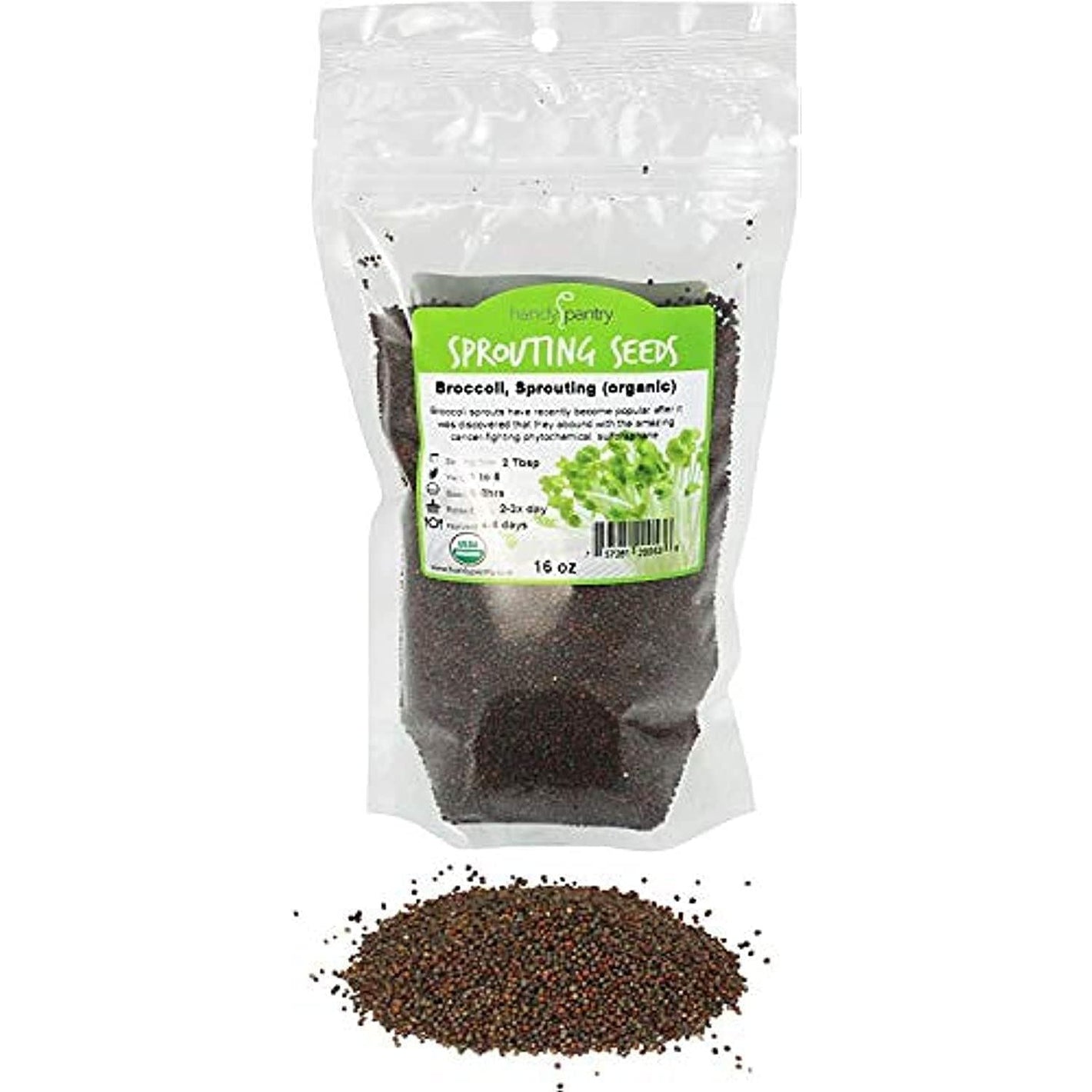 Handy Pantry Broccoli Sprouts Seeds Organic- 1 Lb - Non-GMO Organic Broccoli Seeds for Sprouting, Microgreens Sprouting Seeds, Contain Sulforaphane