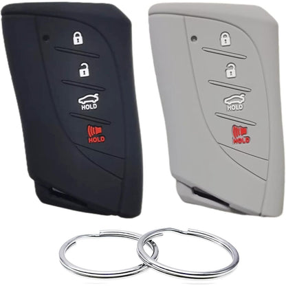 Silicone Rubber Key Fob Cover Compatible with Lexus (4 Buttons) ES300h ES350 LC500 LC500h LS500h NX350 NX250 NX350h GX460 LS500 RX350 (Black Black)