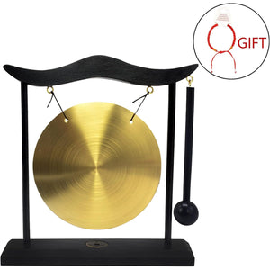 Feng Shui Brass Gong Desktop Zen Art for Fortune + Free Red String Bracelet H1301