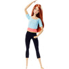 Barbie Made To Move Doll, Ultra-Posable, 22 Points To Bend, Black Leggings, Color-Blocked Top, Long Blond Hair - Light Blue Top